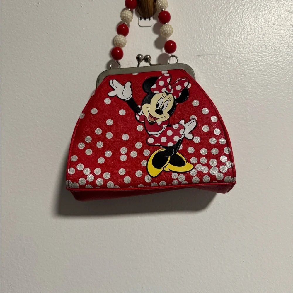 Disney Minnie Mouse Red Polka Dot Kiss Lock Purse Mini Handbag Cute Reto Style